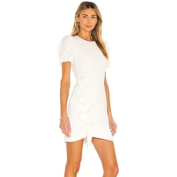 Likely Malta Short Sleeve Front Ruffle Navy Blue Mini Dress NWT Size 4 - Picture 4 of 12